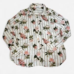 Rose + Olive Floral Button Up Blouse NWOT Size XL